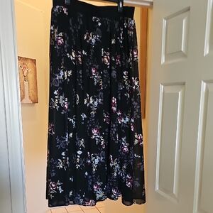 Torrid Black Floral A-Line Elegant Skirt